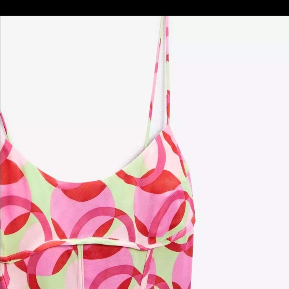 ZARA PRINTED SATIN EFFECT MINI DRESS Large. New - Picture 6 of 11